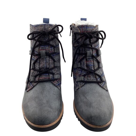 Lifestride Womens Zone Ankle Boot Size 6.5‎ NWB Grey Multi Plaid Wedge Heel - Picture 6 of 6